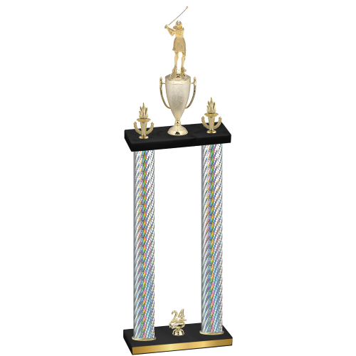 Double Silver Carbon Fiber Year Golf Trophy