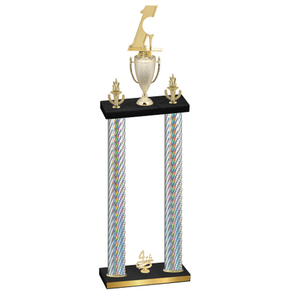 Double Silver Carbon Fiber Fourth Place Golf Trophy