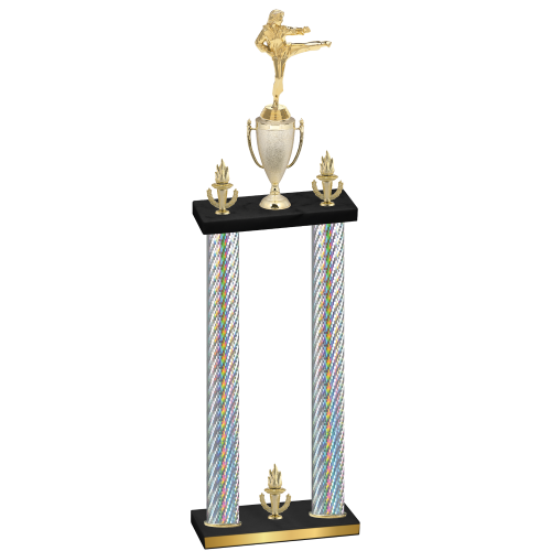 Double Silver Carbon Fiber Victory Karate Trophy