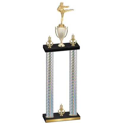 Double Silver Carbon Fiber Victory Karate Trophy