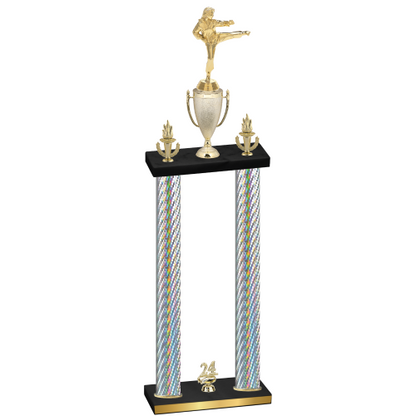 Double Silver Carbon Fiber Year Karate Trophy