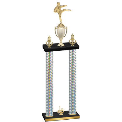 Double Silver Carbon Fiber First Place Karate Trophy