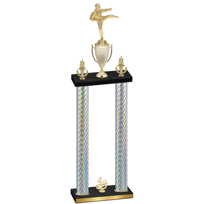 Double Silver Carbon Fiber Fourth Place Karate Trophy