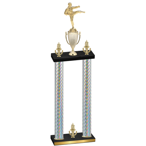 Double Silver Carbon Fiber Victory Karate Trophy