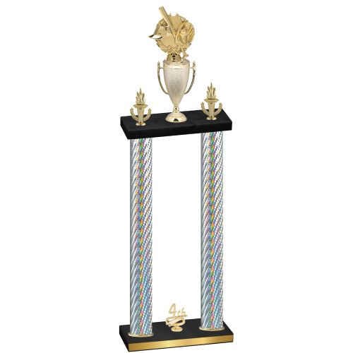 Double Silver Carbon Fiber Fourth Place Baseball Trophy
