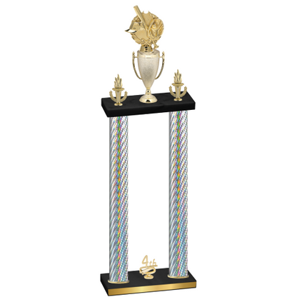 Double Silver Carbon Fiber Fourth Place Baseball Trophy