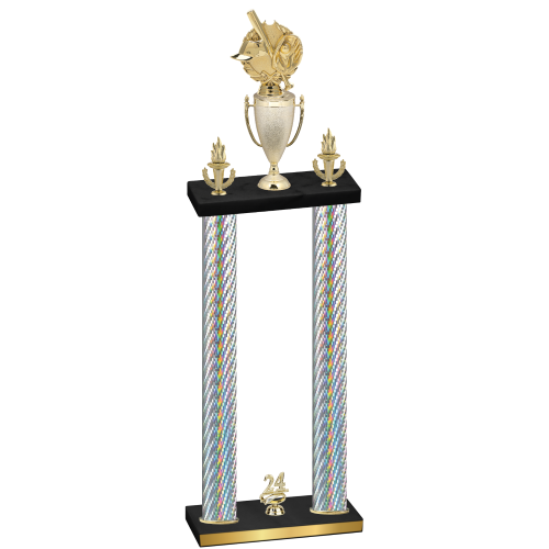 Double Silver Carbon Fiber Year Baseball Trophy