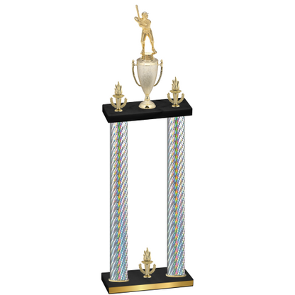 Double Silver Carbon Fiber Victory Baseball Trophy