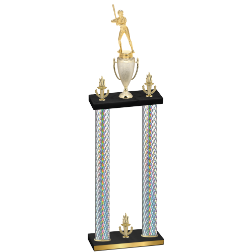 Double Silver Carbon Fiber Victory Softball Trophy