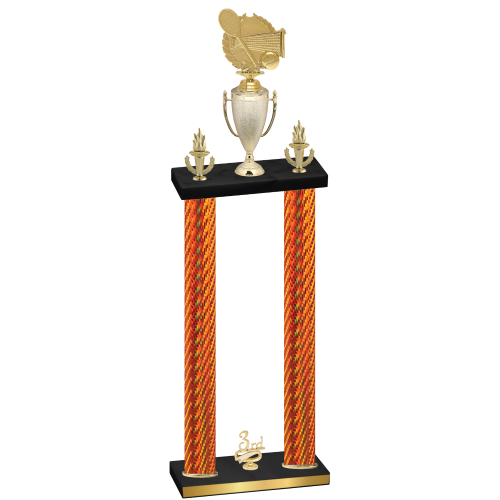 Double Orange Carbon Fiber Third Place Tennis Trophy