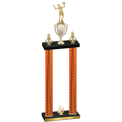 Double Orange Carbon Fiber Fourth Place Volleyball Trophy
