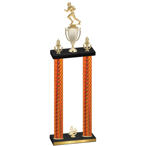 Double Orange Carbon Fiber Fourth Place Football Trophy