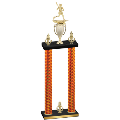 Double Orange Carbon Fiber Victory Lacrosse Trophy