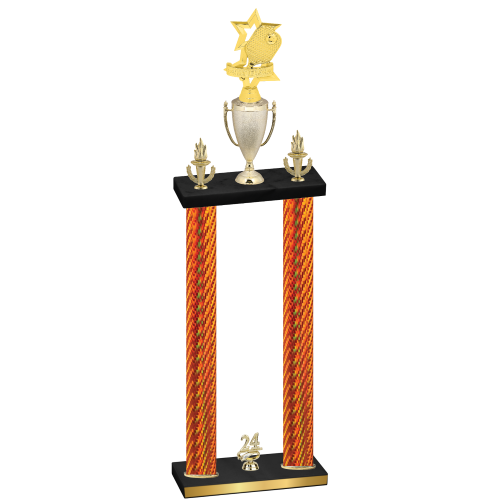 Double Orange Carbon Fiber Year Pickleball Trophy