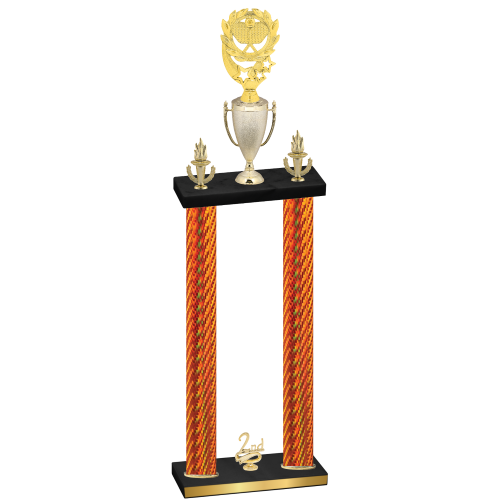 Double Orange Carbon Fiber Second Place Pickleball Trophy