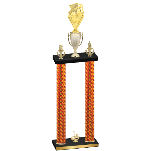 Double Orange Carbon Fiber First Place Pickleball Trophy