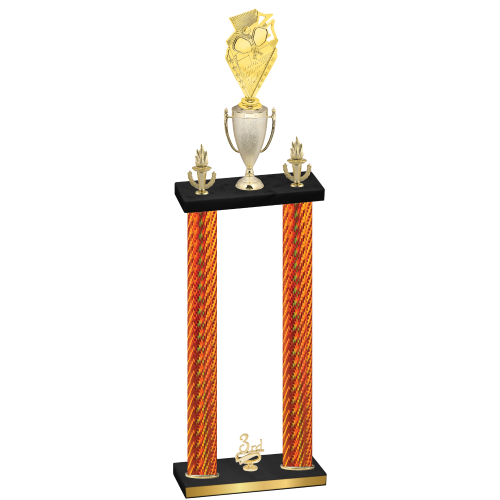 Double Orange Carbon Fiber Third Place Pickleball Trophy