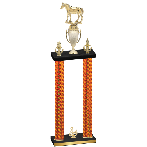 Double Orange Carbon Fiber Third Place Horses Trophy