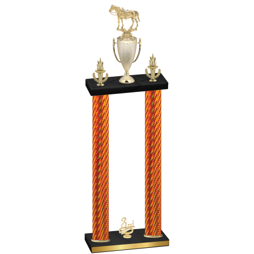 Double Orange Carbon Fiber Third Place Horses Trophy