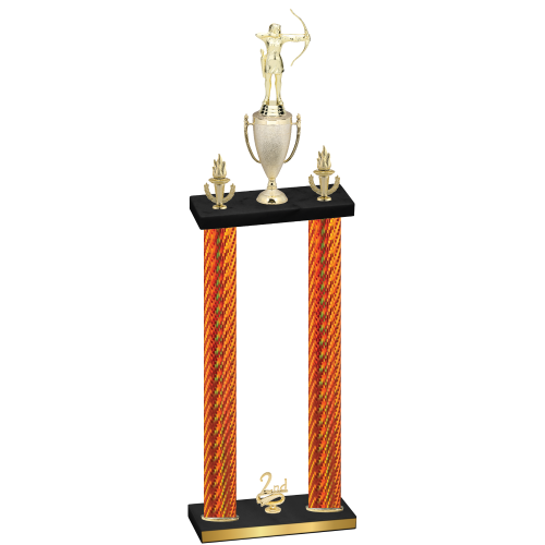 Double Orange Carbon Fiber Second Place Archery Trophy
