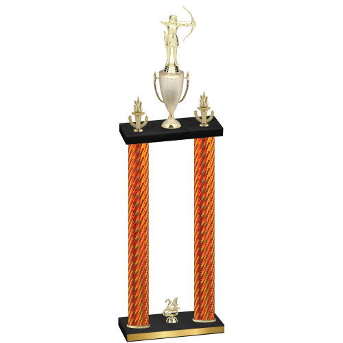 Double Orange Carbon Fiber Year Archery Trophy