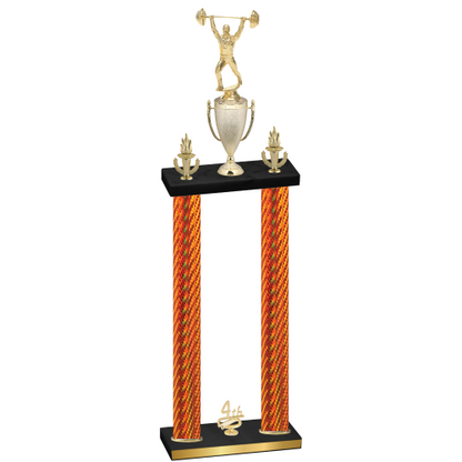 Double Orange Carbon Fiber Fourth Place Weights Trophy