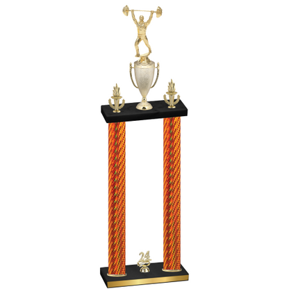 Double Orange Carbon Fiber Year Weights Trophy