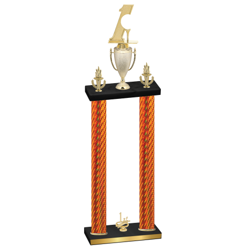 Double Orange Carbon Fiber First Place Golf Trophy
