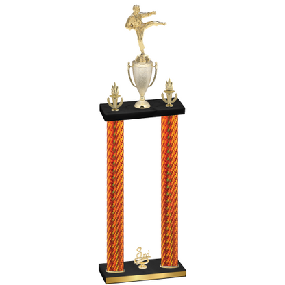Double Orange Carbon Fiber Third Place Karate Trophy