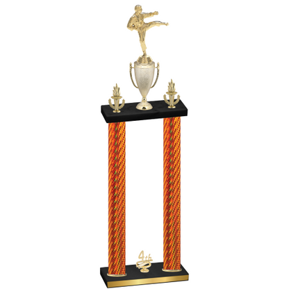Double Orange Carbon Fiber Fourth Place Karate Trophy