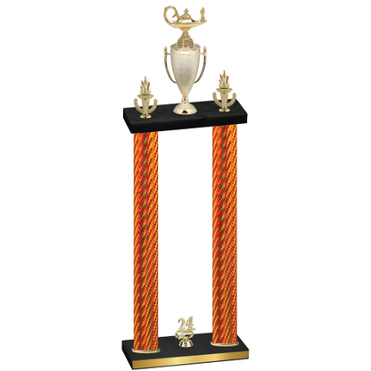 Double Orange Carbon Fiber Year Academics Trophy