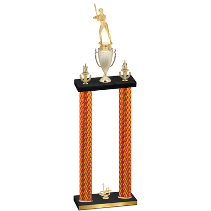 Double Orange Carbon Fiber First Place Softball Trophy
