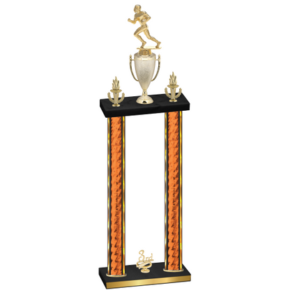 Double Orange Glacier Third Place Football Trophy