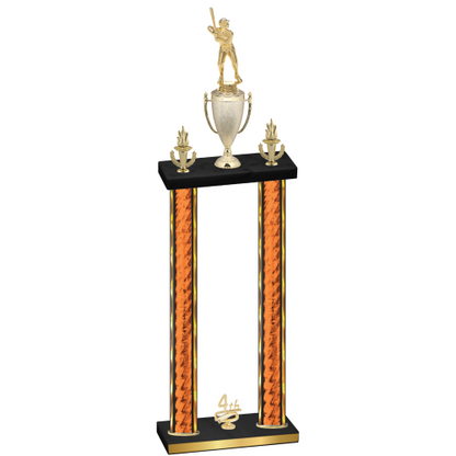 Double Orange Glacier Fourth Place Baseball Trophy