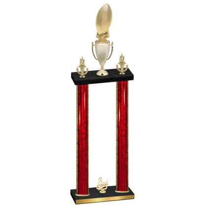 Double Red Glacier Third Place Football Trophy