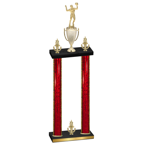 Double Red Glacier Victory Volleyball Trophy