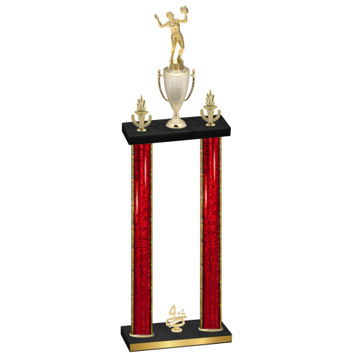 Double Red Glacier Fourth Place Volleyball Trophy