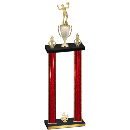Double Red Glacier Fourth Place Volleyball Trophy