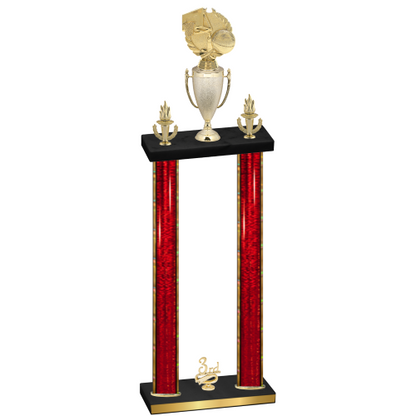 Double Red Glacier Third Place Basketball Trophy