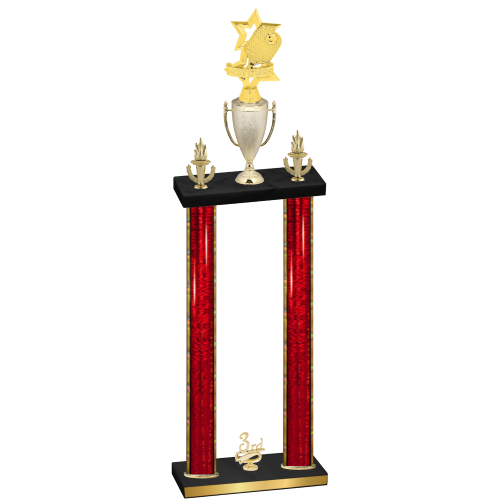 Double Red Glacier Third Place Pickleball Trophy