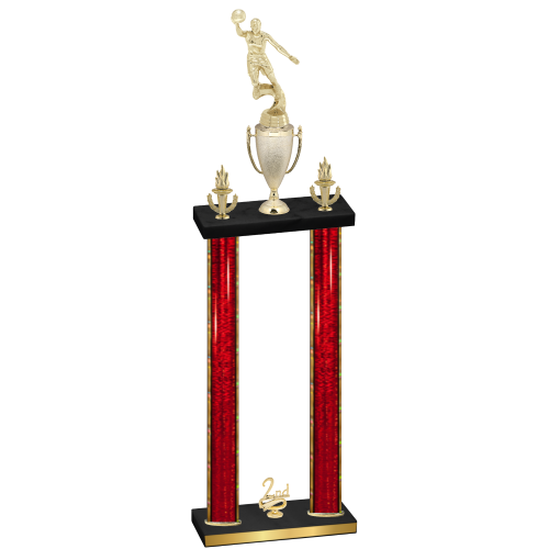 Double Red Glacier Second Place Basketball Trophy