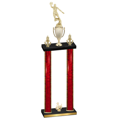 Double Red Glacier Third Place Basketball Trophy