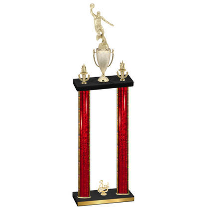 Double Red Glacier Third Place Basketball Trophy