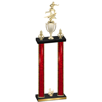 Double Red Glacier Third Place Flag Football Trophy