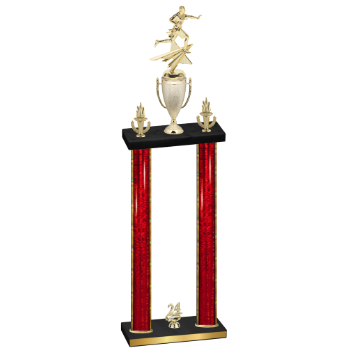 Double Red Glacier Year Flag Football Trophy
