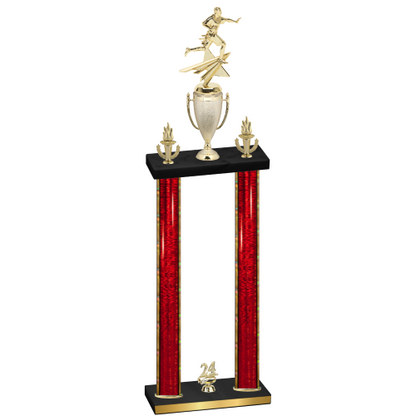 Double Red Glacier Year Flag Football Trophy