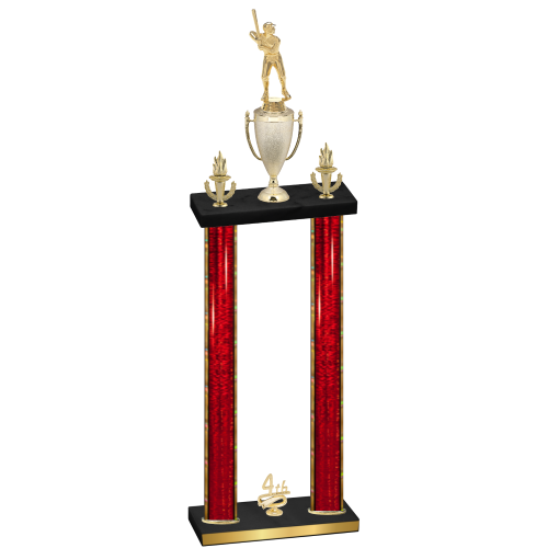 Double Red Glacier Fourth Place Baseball Trophy