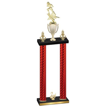 Double Red Carbon Fiber Second Place Football Trophy