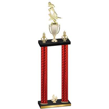Double Red Carbon Fiber Fourth Place Football Trophy
