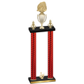 Double Red Carbon Fiber Third Place Soccer Trophy